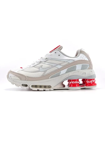 Белые демисезонные кроссовки мужские nike x supreme shox ride 2 white найк шокс райд 2 белые No Brand