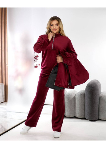 Женский теплый велюровый костюм тройка с жилеткой No Brand (363320581)