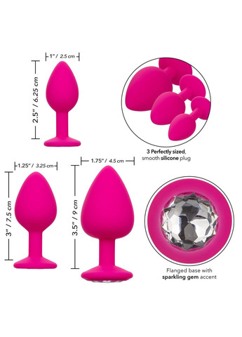 Набір анальних пробок Cheeky Gems 3 розміру, рожеві California Exotic (289784370)