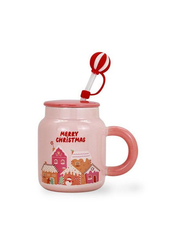 Кружка кераміка з кришкою та трубочкою 350 млMerry Christmas (вартість за 1 шт) Home Decor (367255220)
