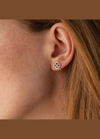 Сережки - пусети Конюшина в білому золоті с08276 Oniks (264644645)