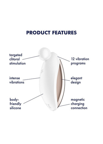 Вибратор для наружной стимуляции Spot On 2 White, очень мощный, гибкий отросток Satisfyer (322740425)