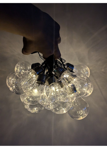 Гирлянда 5м 20 ламп прозрачных теплый белый на солнечной батарее No Brand (360900808)