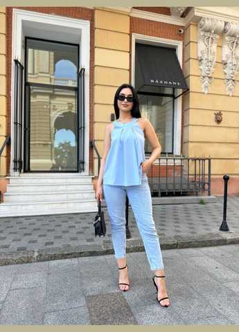 Голубая женская блузка без рукавов Fashion Girl