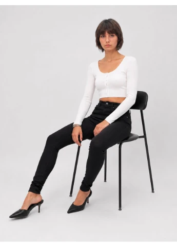 Чёрные джинсы с высокой посадкой Asos - (253850122)