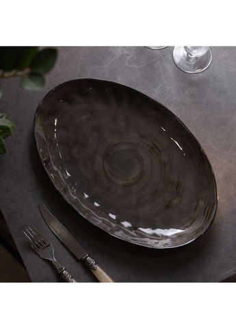 Блюдо сервірувальне керамічне 35*23,5 см, коричневий TS Kitchen HP23392 No Brand (352527731)