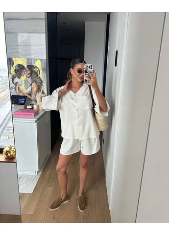 Жіночий літній костюм: сорочка oversize + шорти на резинці Україна (354693539)