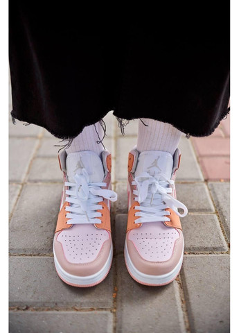 Бежеві Осінні кросівки чоловічі nike air jordan 1 retro orange white beige найк аір джордан No Brand