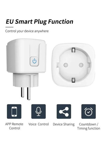 Умная Wi-Fi розетка Smart 20А со счетчиком энергии, 4400 Вт, Smart Plug для умного дома Google Home и Alexa TUYA (362354660)