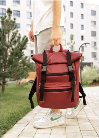 Мужской рюкзак ролл роллтоп, сумка для повседневного ношения мужчины кожаная Бордо Sambag (361669143)