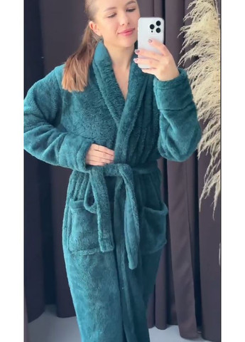 Женский махровый длинный, теплый, шалевый воротник No Brand халат (372607319)