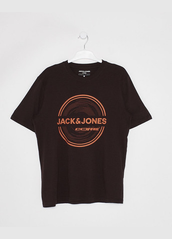 Коричневая футболка basic,коричневый с принтом,jack&jones Jack & Jones