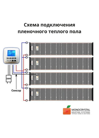 Инфракрасный теплый пол Монокристалл ЭНП-6 120 Вт м/п, под плитку, ширина 60 см Monocrystal (327416991)