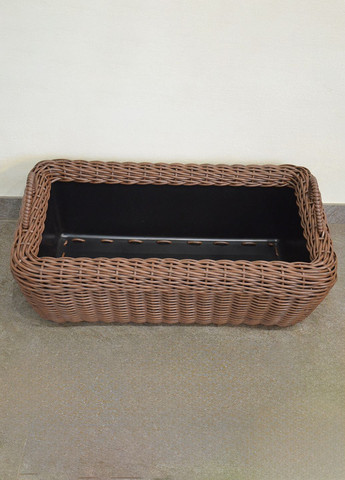 Корзина прямоугольная для дров (дровница) плетенная из искусственного ротанга ручной работы. Цвет Молочный шоколад. 45 литров Handmade (327878871)