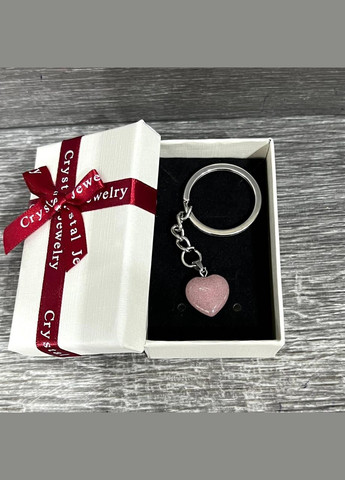 Підвіска з натуральним каменем Суничний кварц - кулон у формі міні серця на брелоку в подарунковій коробочці АТМ (331291794)