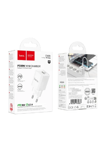 Сетевое зарядное устройство C149A Charm PD30W+QC3.0 charger (EU) White Hoco (380700943)