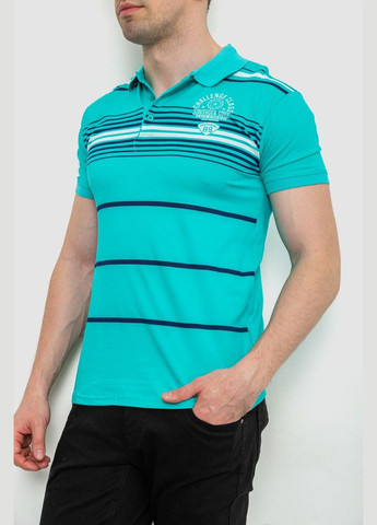 Бирюзовая футболка-поло мужское в полоску,, 214r141 для мужчин Ager