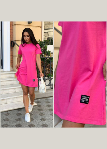 Розовое женское платье свободного кроя цвет малина р.50/52 452910 New Trend