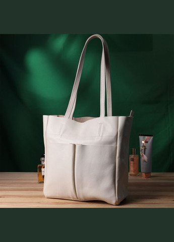 Містка сумка-шопер із натуральної шкіри бежева 22843 Shvigel (329195183)