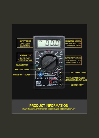 Цифровой Мультиметр Мини Универсальный Ручной тестер Dt830b XJXN (297707670)