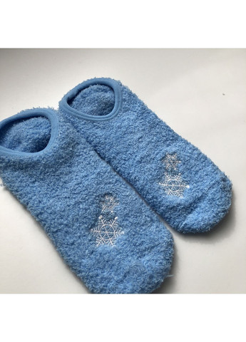 Блакитні новорічні різдвяні тапочки-шкарпетки зі стоперами новорічні (362135708)