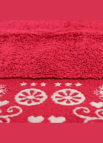 Махровий банний рушник Новорічний Merry Christmas Олені 70х140см 500г/м2 (Червоний) GM Textile червоний