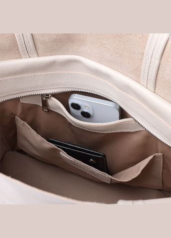 Містка сумка-шопер із натуральної шкіри бежева 22843 Shvigel (329195183)