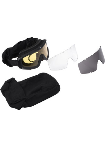 Маска тактична захисна Hawk WS Black Anti-fog, 3-х шаровий ущільнювач, сумка, 3 лінзи (-TGGWS-BK) 2E (360411518)