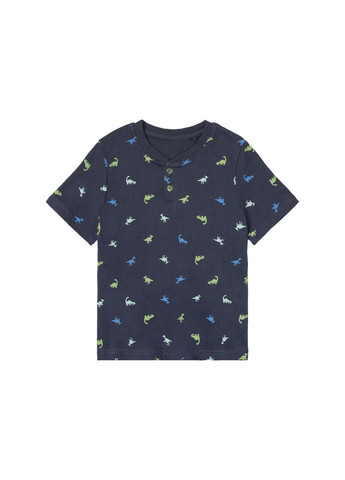 Темно-синя демісезонна футболка з планкою на гудзиках для хлопчика 403695-1 темно-синій Lupilu