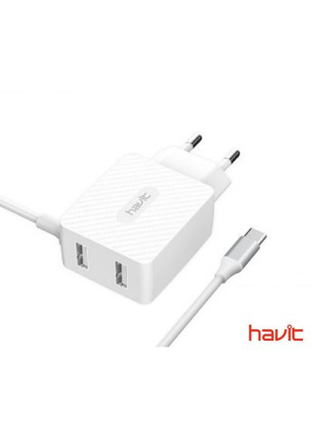 Зарядное устройство для 3 гаджетов HVH143 Dual Travel Charger With Lightning cable QC 3.0A white (25860) Havit (282313617)