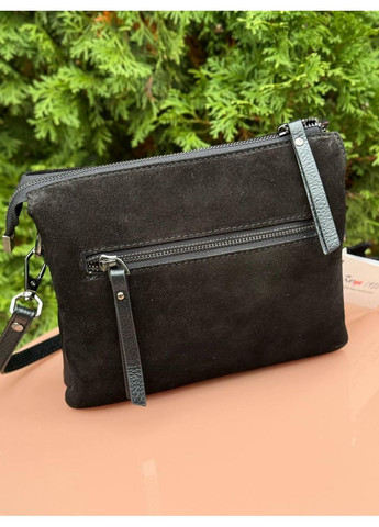 Сумка жіноча натуральна замша на три відділення з додатковим ременем чорна (3012-6) Karya (366907481)