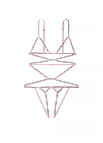 Боди со стразами в бандажном стиле Very Sexy Sugar Coated Rhinestone Crotchless Teddy M Розовый Victoria's Secret (332201266)