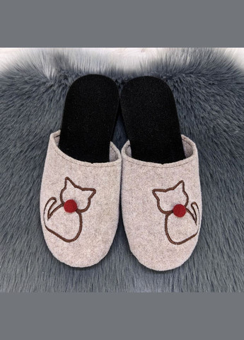 Бежевые тапочки домашние женские фетровые No Brand