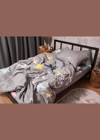 Комплект постільної білизни Бязь Gold Люкс полуторний євро 160х220 наволочки 2х70х70 (MS-820003032) Moon&Star Gray Stars (288043601)