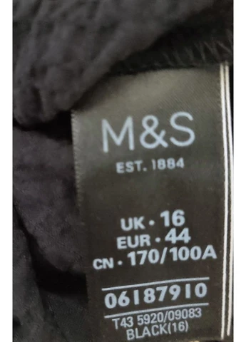 Чёрная женская блуза collection черная, с резинкой, v-вырез, s–m M&S