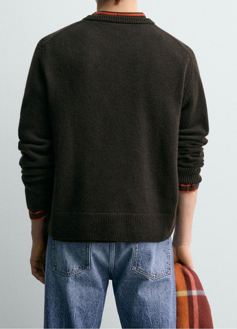 Темно-коричневый демисезонный свитер Zara