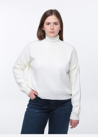 Молочный зимний свитер женский молочный свободный с горлом джемпер Karon Вільна