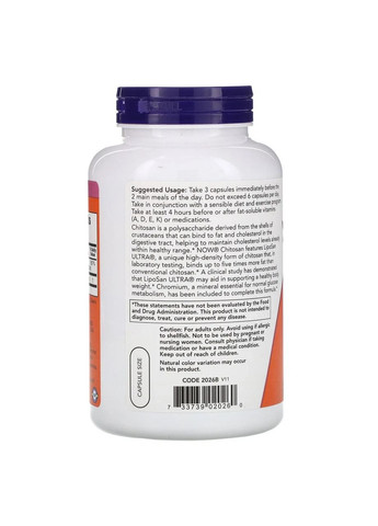 Хитозан и хром Chitosan plus Chromium, 500 мг, 240 капсул Now Foods (361116961)