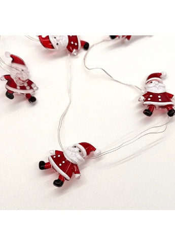 Светодиодная новогодняя гирлянда на елку с фигурками Санта Клауса работой от батареек 2 м 20LED (478705-Prob) Теплая белая Unbranded (308894406)