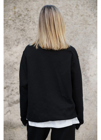 Черный женский утепленный оверсайз свитшот на флисе с принтом не жени коней Without однотонный без декора (361680404)