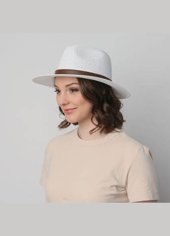 Шляпа федора женская бумага белая BAY LuckyLOOK 469-410 (289478364)