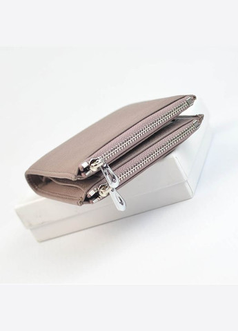 Пудровый розовый женский маленький кожаный раскладной мини кошелек портмоне на магнитах No Brand (316710070)