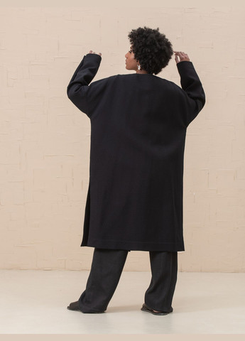 Чорне демісезонне Пальто без коміра оверсайз HankaKohana