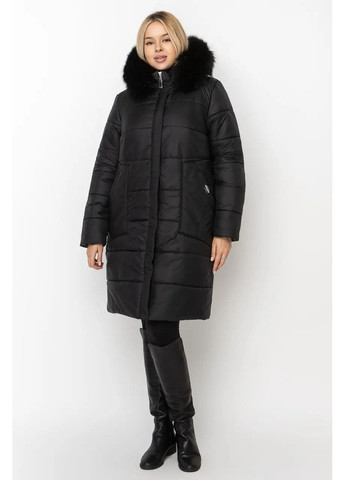 Черная зимняя женская куртка зимняя большого размера SK