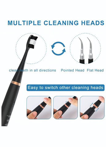 Ультразвукова зубна щітка-скалер 2в1 для видалення зубного нальоту Electric Sonic Dental Scaler Black No Brand (326065976)