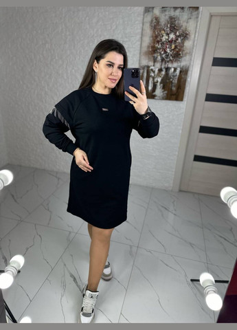Черное женское платье туника цвет черный р.58/60 451952 New Trend