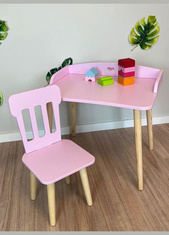 Столик розовый с бортиком и стульчик решетка с круглыми ножками No Brand (334012920)