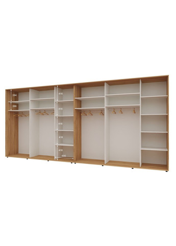 Шкаф-купе шестидверный Комфорт Мебель 420*60*220 см Дуб золотой 4 двери ДСП + 2 двери Зеркало Стандарт Комфорт Меблі (360436838)