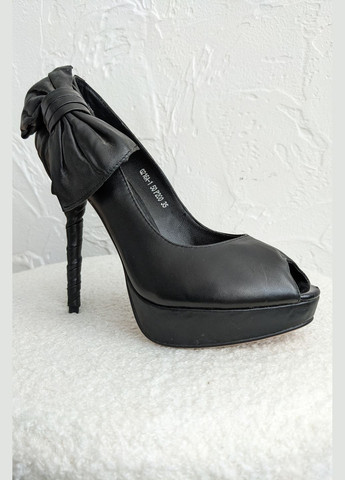 InFashion Чорні шкіряні туфлі на платформі з відкритим носком чорний з натуральна шкіра, україна — демісезон (317537474)