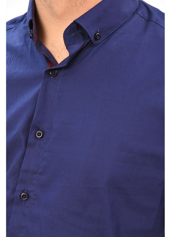 Сорочка чоловіча однотонна темно-синього кольору Let's Shop (367180005)